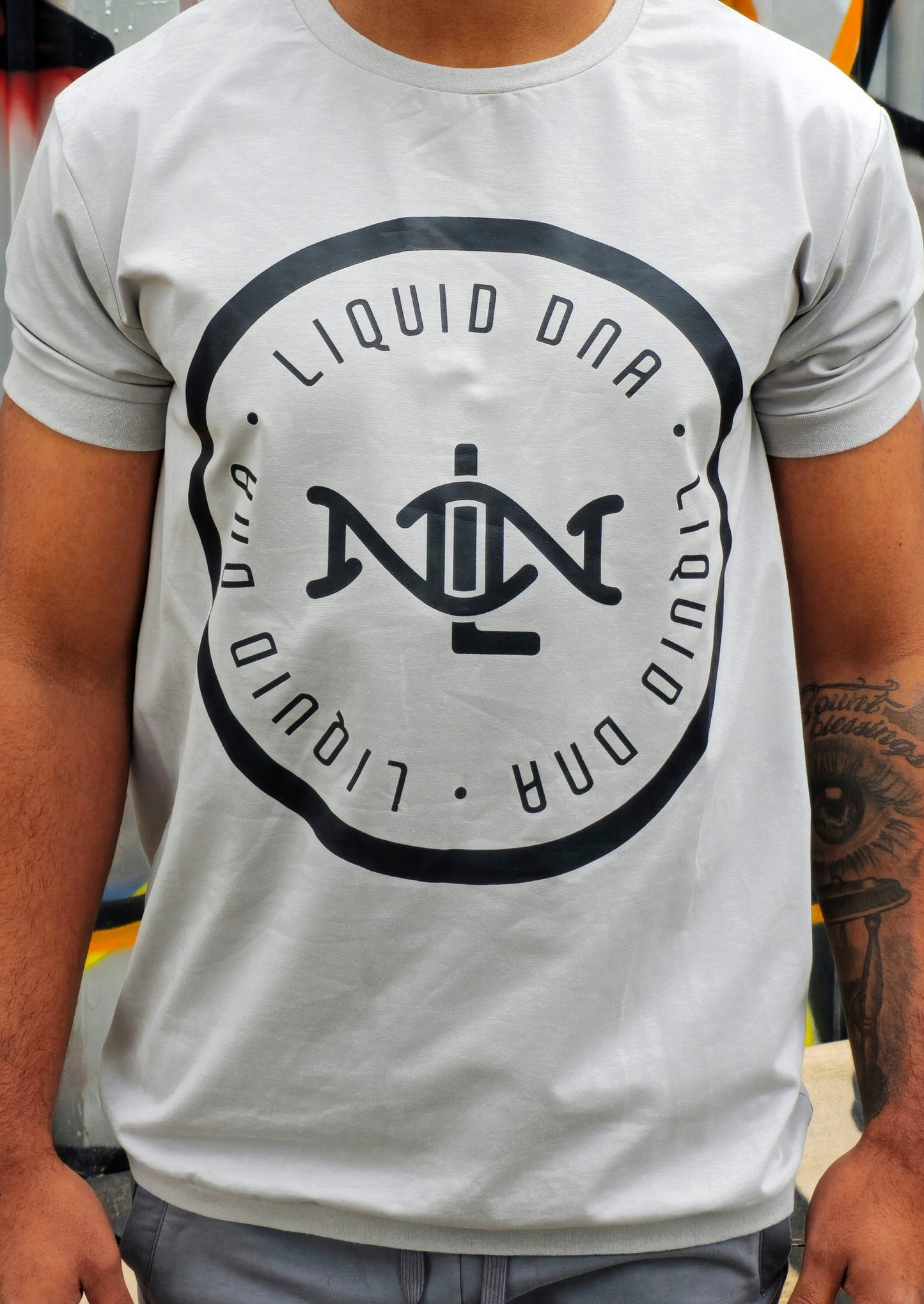 Liquid DNA Big Logo T-Shirt Cool Grey